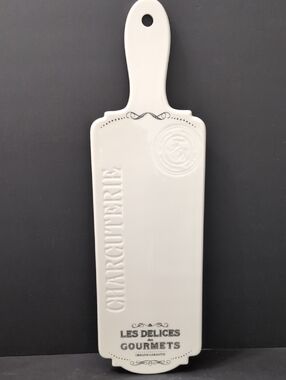 Easy Life ,Les Delices Des Gourmet White Porcelain Charcuterie Board.